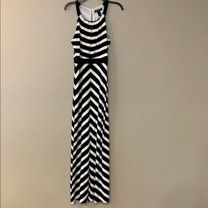 WHBM Black & White Striped Maxi Dress